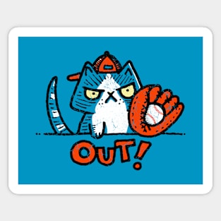 Out Baseball Cat Sticker